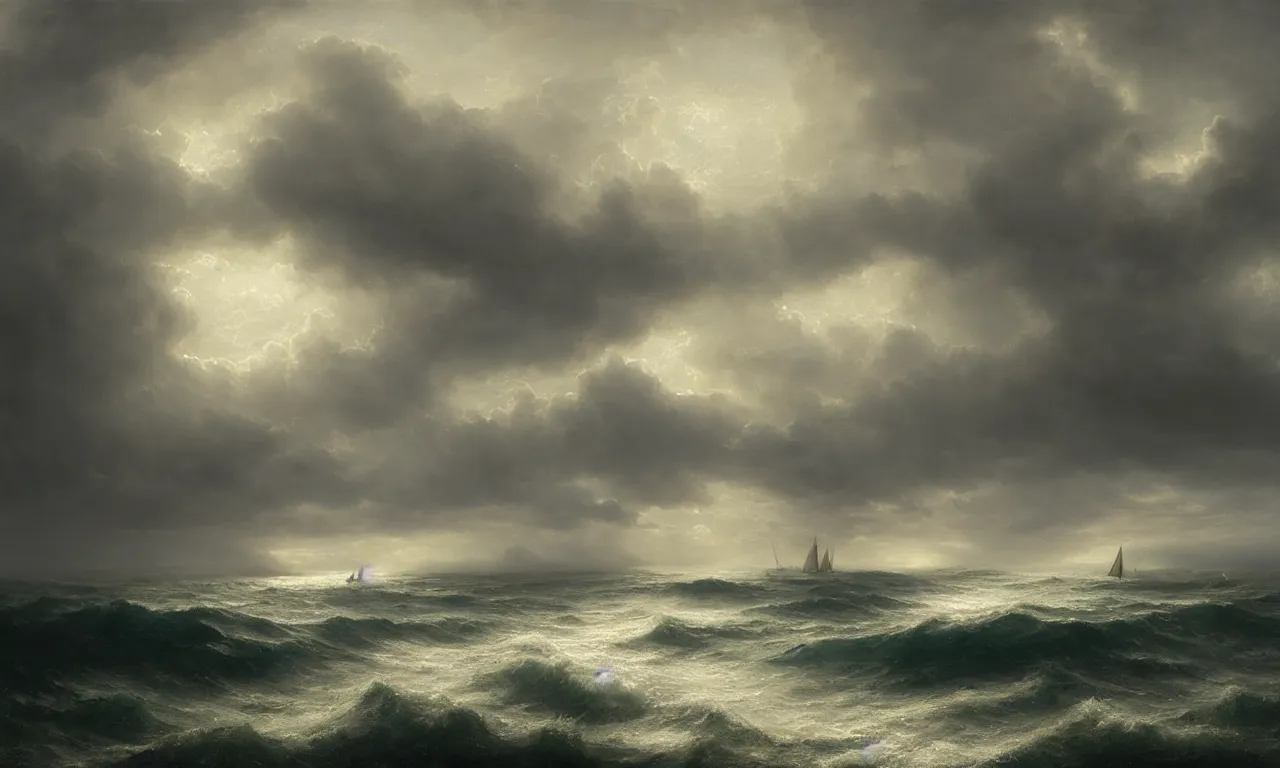 Image similar to the wretched sea gale. andreas achenbach, artgerm, mikko lagerstedt, wlop, zack snyder, tokujin yoshioka