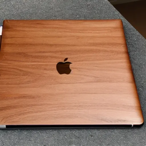 Image similar to a wood masterpiece laptop