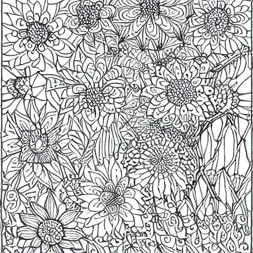 Prompt: detailed colouring-in sheet representative of the flower valley