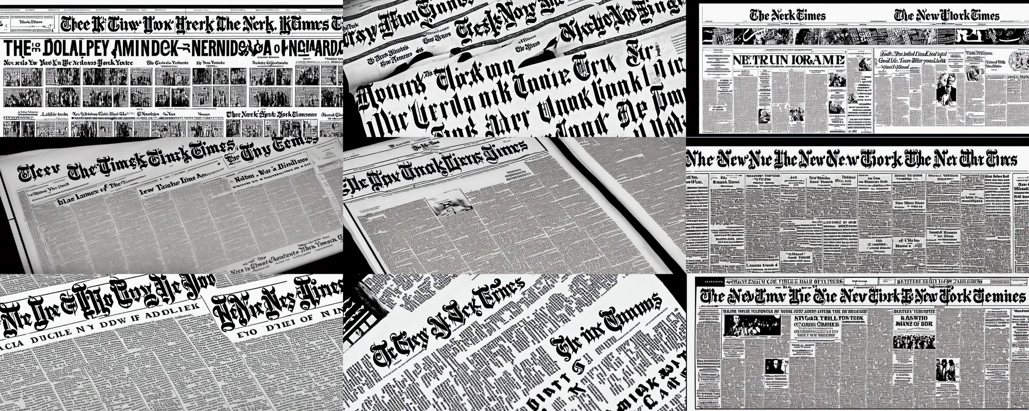 Image similar to the masthead of the new york times newspaper in gothic lettering, black and white, typography