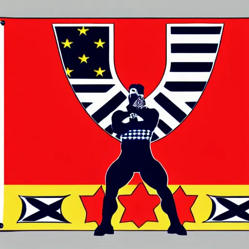 Prompt: Flag of the Confederacy of the Gigachad, Gigachad, lift, gym, bodybuilder flag