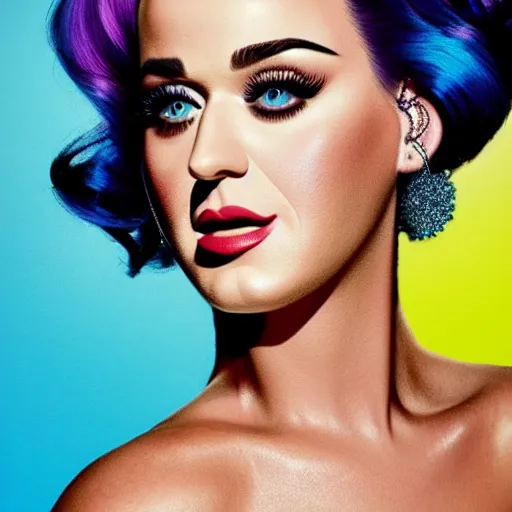 Image similar to katy perry, head and shoulders portrait, extremely detailed masterpiece, one single continues line.