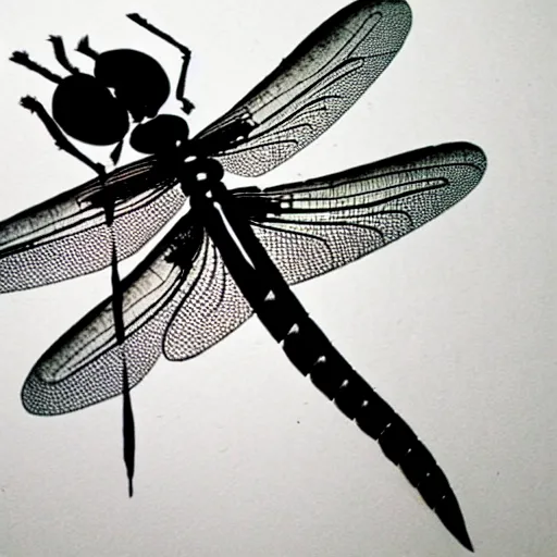 Image similar to zen dragonfly, calligraphy ink