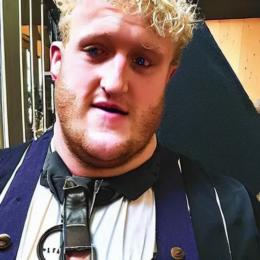 Prompt: Morbidly Obese Logan Paul dressed in lederhosen