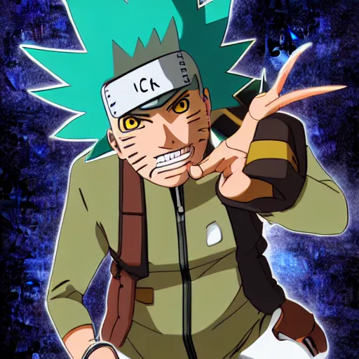 Image similar to Rick Sanchez in Naruto 4K detailed Digital art