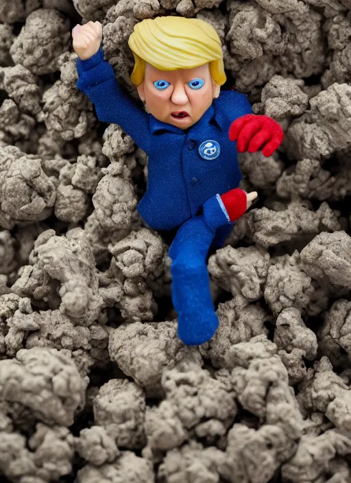 Prompt: product photography of a claymation action figure baby donald trump, depth of field, zeiss lens, detailed, centered, by erwin olaf, joop geesink, wes anderson, breathtaking, 8 k resolution, extremely detailed, beautiful, establishing shot, realistic materials, hyperrealistic