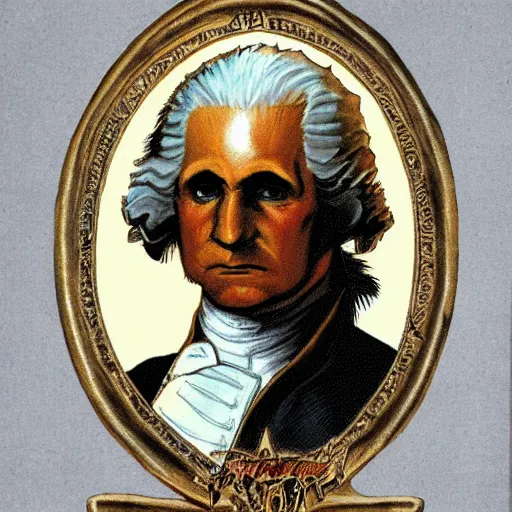 Image similar to PSX JRPG character portrait of a demon knight George Washington