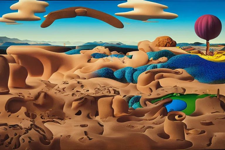 Prompt: 3 d landscape by kaws, peter tarka, james jean and salvador dali and shusei nagaoka, oil on canvas, surrealism, neoclassicism, renaissance, hyper realistic, cell shaded, 8 k