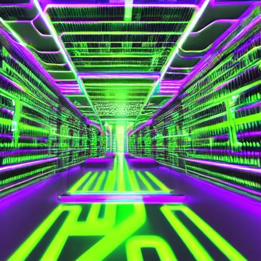 Prompt: neon environment datacenter, circuits, matrix, hd, 8 k, 2 0 7 7