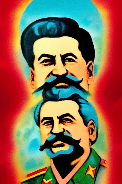 Prompt: stalin in paradise, art in paradise style, stalin in heaven, clear color art in 4 k