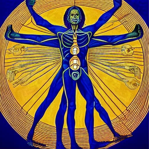 Image similar to The Vitruvian Man by Alex Grey