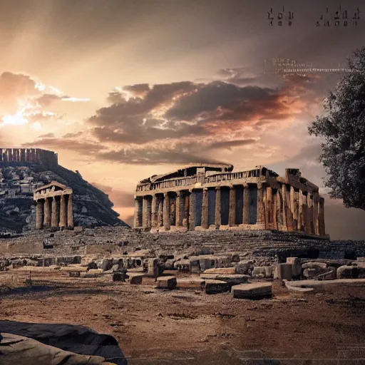 Image similar to 1960s movie about an alien invasion Ancient Athens, UFOs, portrait, intricate, 8k highly professionally detailed, HDR, CGsociety