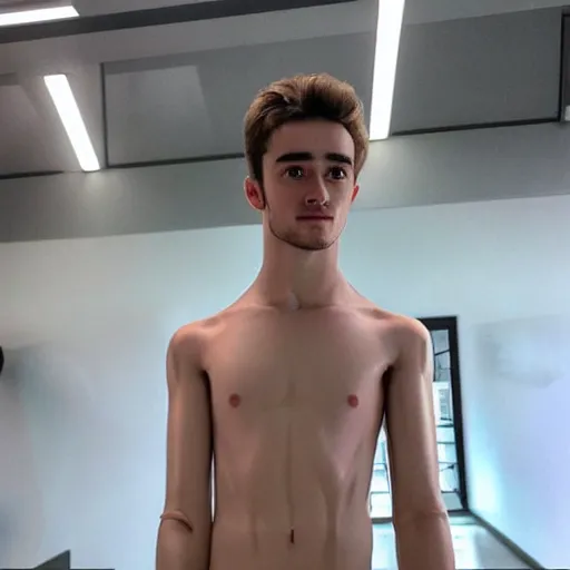 Image similar to “a realistic detailed photo of a guy who is an attractive humanoid who is half robot and half humanoid, who is a male android, Charles Leclerc, shiny skin, posing like a statue, blank stare”