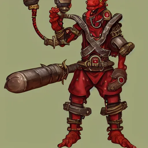 Prompt: Red Kobold Artificer. D&D Character Commission, RPG Artwork