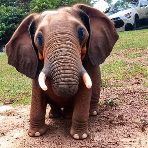 Prompt: photo of an elephant dachshund hybrid