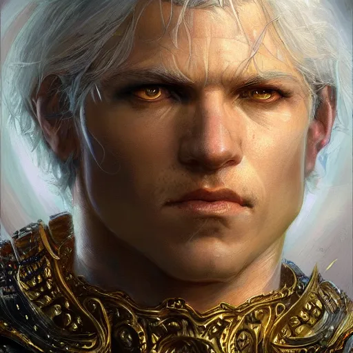 Prompt: Griffith, closeup fantasy character portrait art by Donato Giancola, Craig Mullins, digital art, trending on artstation