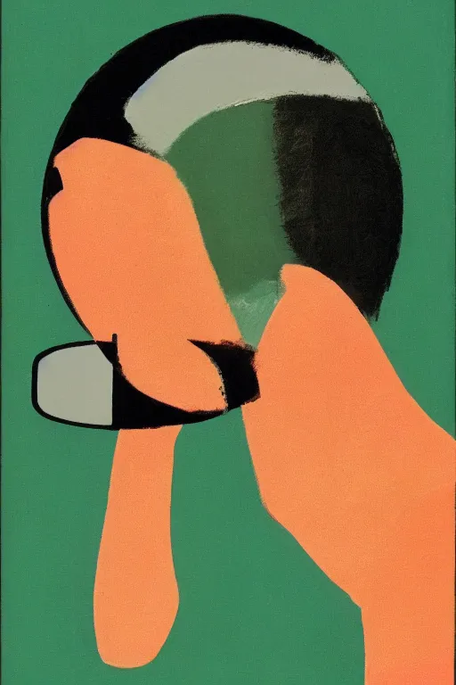 Image similar to man looking at his reflection in the mirror, 1960’s minimalist advertising illustration, painterly, expressive brush strokes