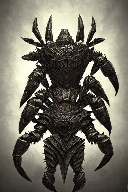 Image similar to armoured warrior humanoid crab monster, symmetrical, highly detailed, digital art, crab themed armour, sharp focus, trending on art station, ambient lighting, berserk, kentaro miura manga art style