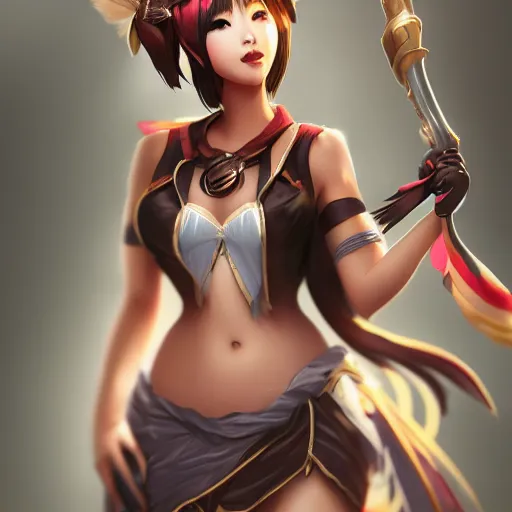 Image similar to asian girl from league of legends, 4k, sharp, detailed