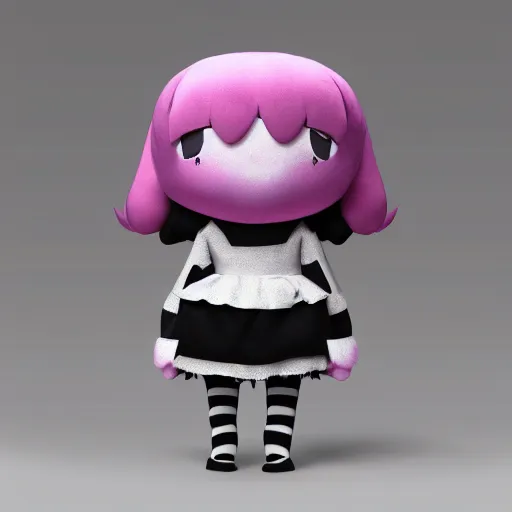 Prompt: cute fumo plush of a girl who appears in the mirror when you utter his name three times at midnight, menacing faceless amorphous dark creature, black and white, horror, caustics, vray