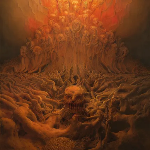 Image similar to the topology of hell | highly detailed oil painting, hyperrealistic, very intrincate | cinematic lighting, award - winning | by rachel ruysch, wayne barlowe, beksinski and bocklin | by austin osman spare and william blake, trending on artstation, cgsociety, official art, octane.