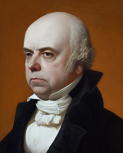 Prompt: upper body portrait of paul giamatti! as united states president john quincy adams, 1 8 2 7, paul giamatti, official portrait, oil on canvas by anton otto fischer, trending on artstation