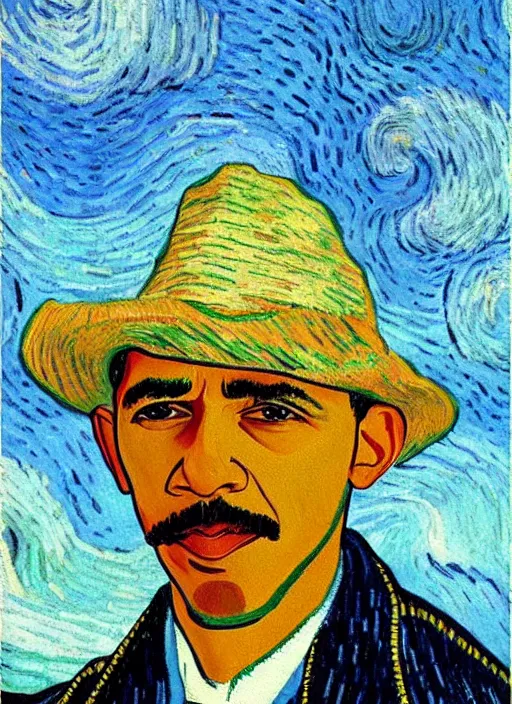 Prompt: Painting of Barack Obama as a farmer by Vincent van Gogh