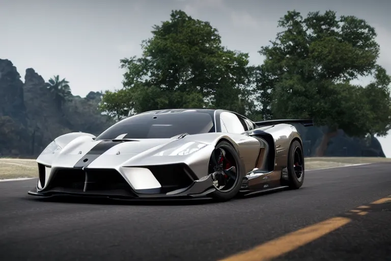 Image similar to photo wallpaper sport car gran turismo 7 forza horizon need for speed fast and furious 5 unreal engine supercar hypercar game concept car octane render, 4 khd 2 0 2 2 3 d cgi rtx style chrome reflexion global illumination ray tracing hdr arstation pixar and disney unreal