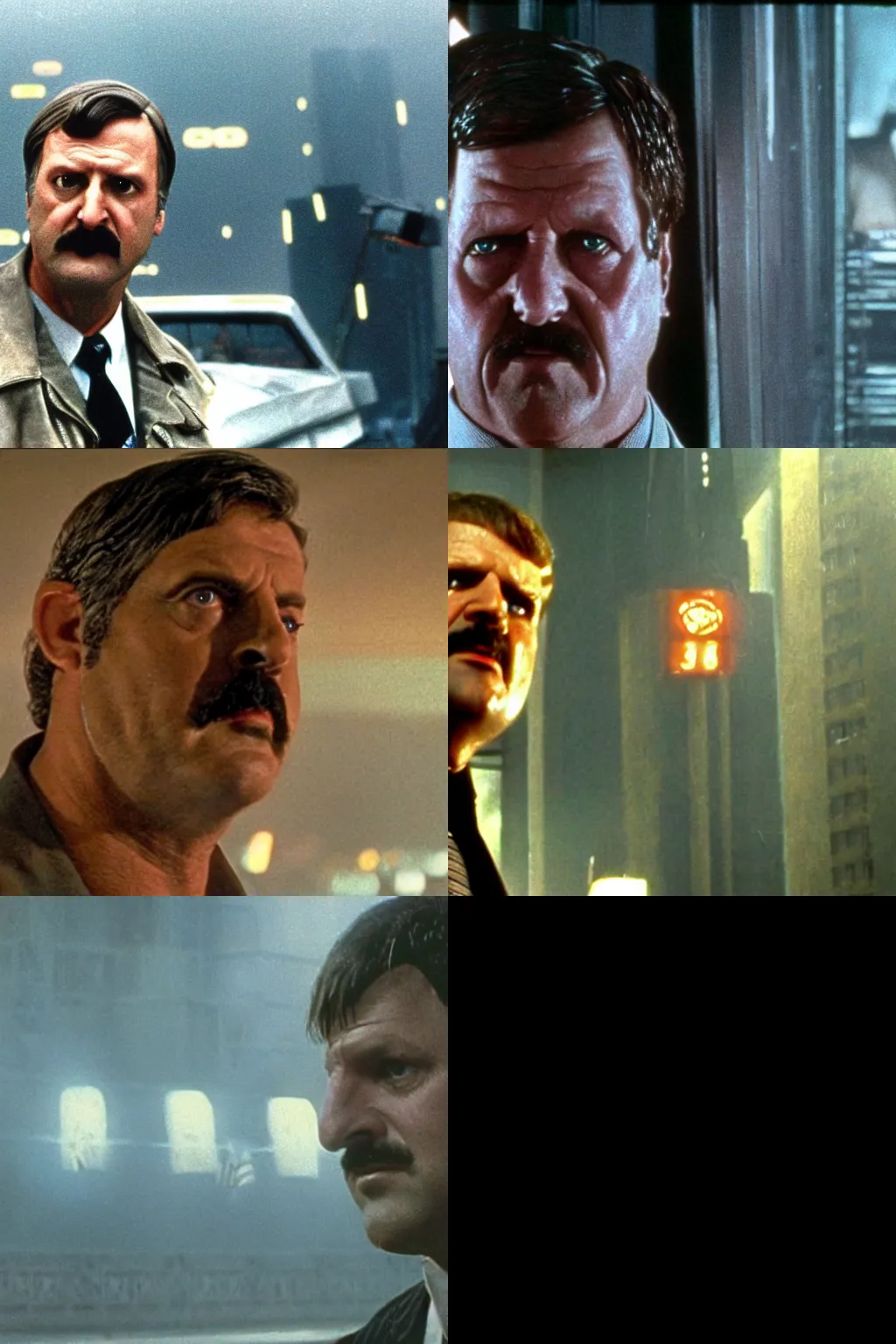 Prompt: A movie still of Bob Belcher in Blade Runner (1982)