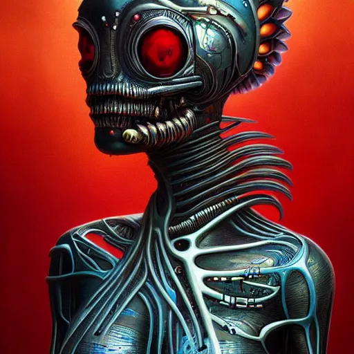 Image similar to cosmic fractal giger biopunk alien, pixar style, by tristan eaton stanley artgerm and tom bagshaw.