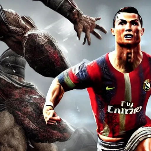 Image similar to cristiano ronaldo in the God of War game