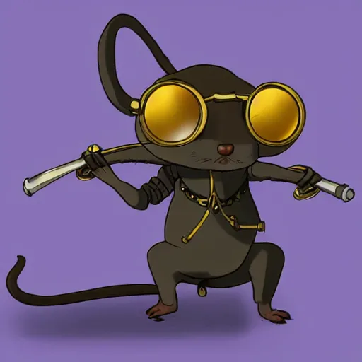 Image similar to a rat with steampunk googles, from Cryptid Academia