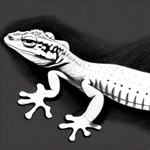 Image similar to drawing of a gecko, pencil, basic, outline, low detail