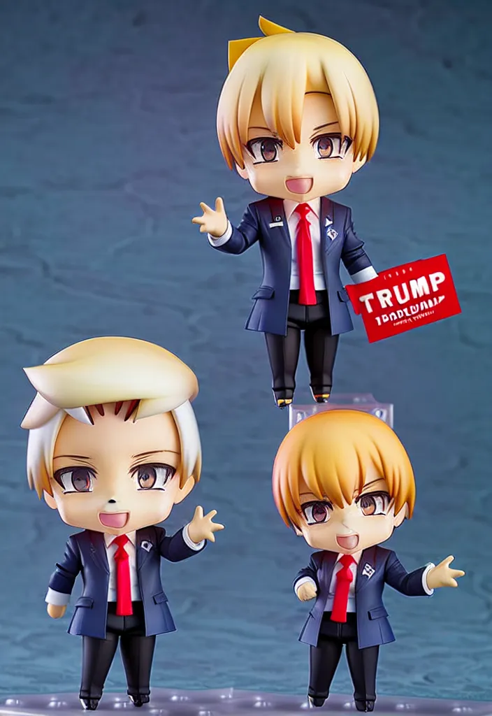 Image similar to An Anime Nendoroid of DONALD TRUMP!!!!!!!!!, Product Photo, 8k, Sharp photo