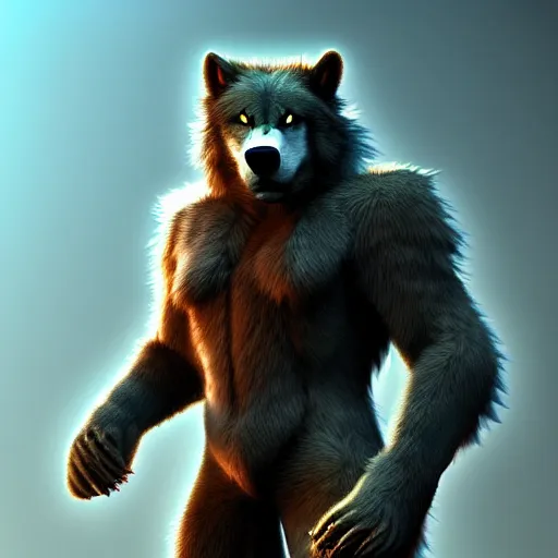 Prompt: cute handsome cuddly werewolf from van helsing unreal engine hyperreallistic render 8k character concept art masterpiece deep vibrant rainbow full spectrum color