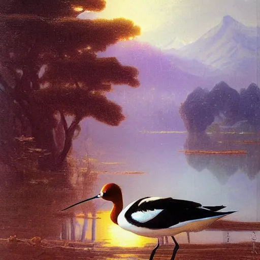 Image similar to a beautiful painting by japanese sharp avocet werk angle lily raisin aroma, by Albert Bierstadt and Ross Tran and Albert Bierstadt, rococo, pixel perfect, Marvel Comics