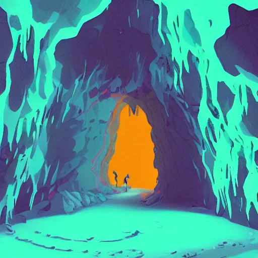 Image similar to A cave with new life coming out of it, vivid colors, artstation, negative space, bioluminescent, sharp focus