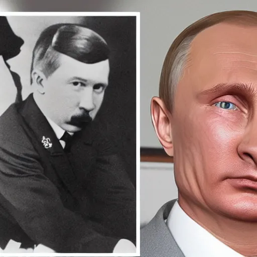 Prompt: vladimir putin and adolf hitler had a baby