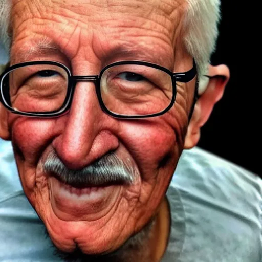 Prompt: A colored colorized real photograph of Markiplier as an elderly guy, taken in the early 2020s, taken on a 2010s Camera, realistic, hyperrealistic, very realistic, very very realistic, highly detailed, very detailed, extremely detailed, detailed, digital art, trending on artstation, headshot and bodyshot, detailed face, very detailed face, very detailed face, real, real world, in real life, realism, HD Quality, 8k resolution, intricate details, colorized photograph, colorized photon, body and headshot, body and head in view