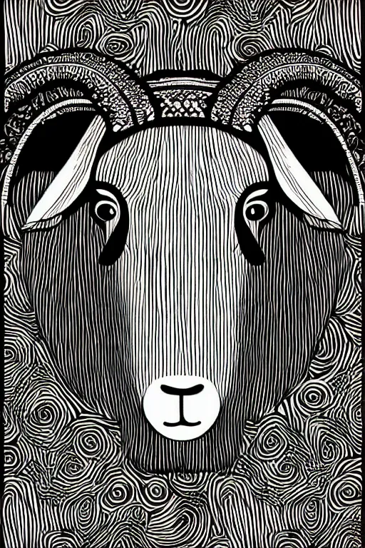 Image similar to minimalist boho style art of a sheep, illustration, vector art