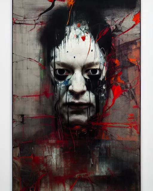 Image similar to the embodiment of mystery, a brutalist designed, gothic, rich deep colours, broad brush strokes, painted by francis bacon, adrian ghenie, nicola samori, james jean and petra cortright, part by gerhard richter, part by takato yamamoto. 8 k masterpiece.