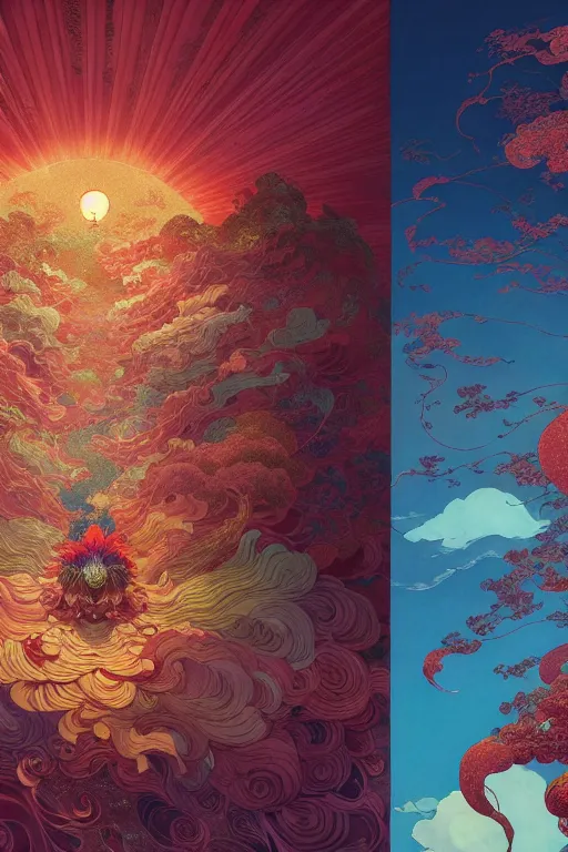 Prompt: a beautiful hyperdetailed character design 4 k wallpaper illustration of a huge reddish phoenix, victo ngai style, from china, style of studio ghibli, makoto shinkai, raphael lacoste, louis comfort tiffany, denoise, deblurring, artgerm, xision, james jean, ross tran, chinese style