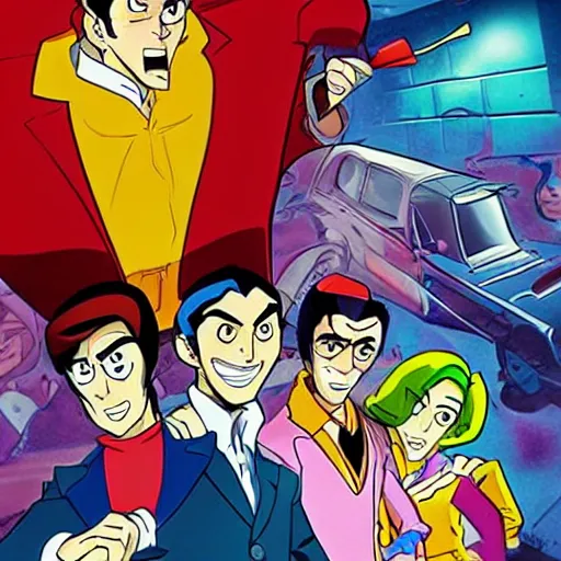 Prompt: Promotional art for the Scooby Doo meets Lupin III crossover