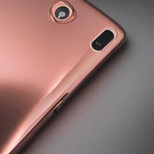 Image similar to a rose gold android phone, product picture, studio, studio light, professional, award winning photography, macro lens, 4 k