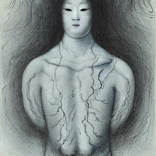 Image similar to “ a korean water zombie by leonardo da vinci ”