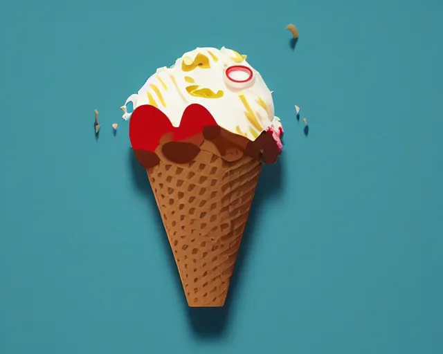 Image similar to paper cut out illustration of an ice cream sundae, Eiko Ojala