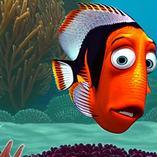 Image similar to obama as a fish, in the style of finding nemo, pixar animation