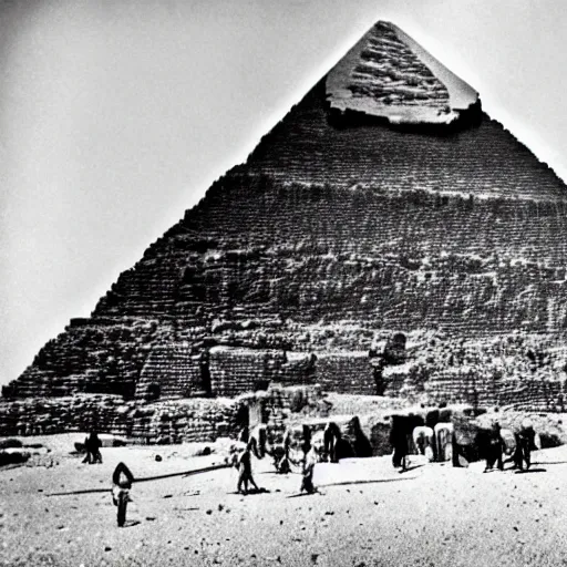 Prompt: great pyramid of giza under construction
