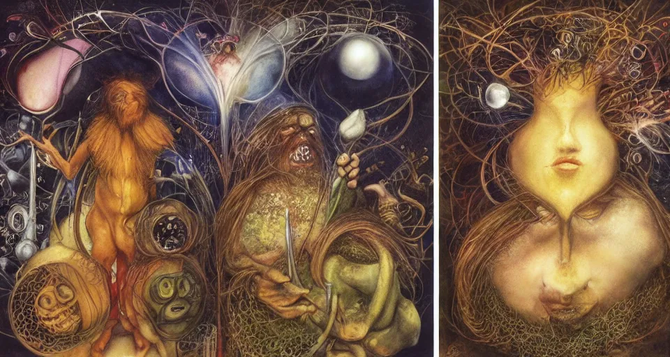 Image similar to the two complementary forces that make up all aspects and phenomena of life, by Brian Froud