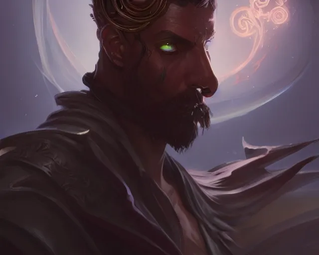 Image similar to young shadow mage male, deep focus, d & d, fantasy, intricate, elegant, highly detailed, digital painting, artstation, concept art, matte, sharp focus, illustration, hearthstone, art by artgerm and greg rutkowski and alphonse mucha